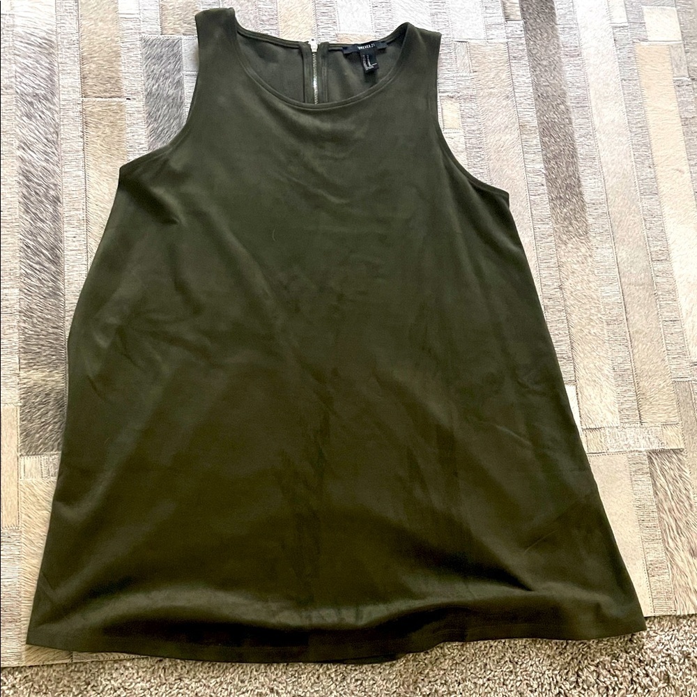 Forever 21 Dark Green Faux Suede Tank Top